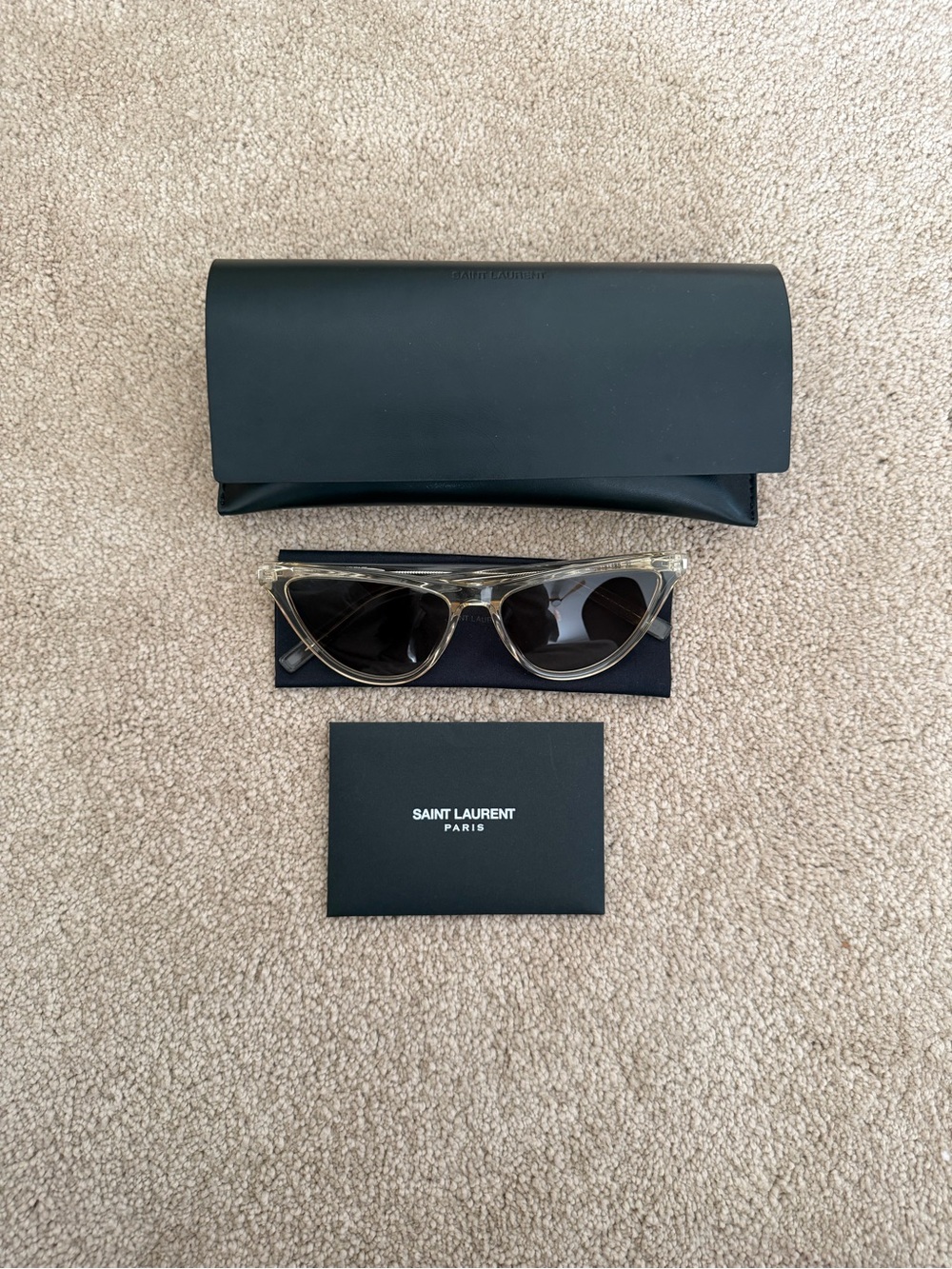Saint Laurent NEW Transparent Frame Cat Eye Sunglasses